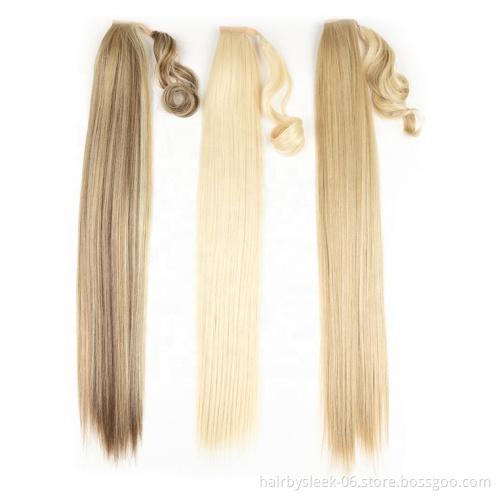 Rebecca Long Straight 30 Inch Wrap Around Clip In Ponytail Hair Extension Heat Resistant Synthetic Pony Tail Fake Synthetic Hair
